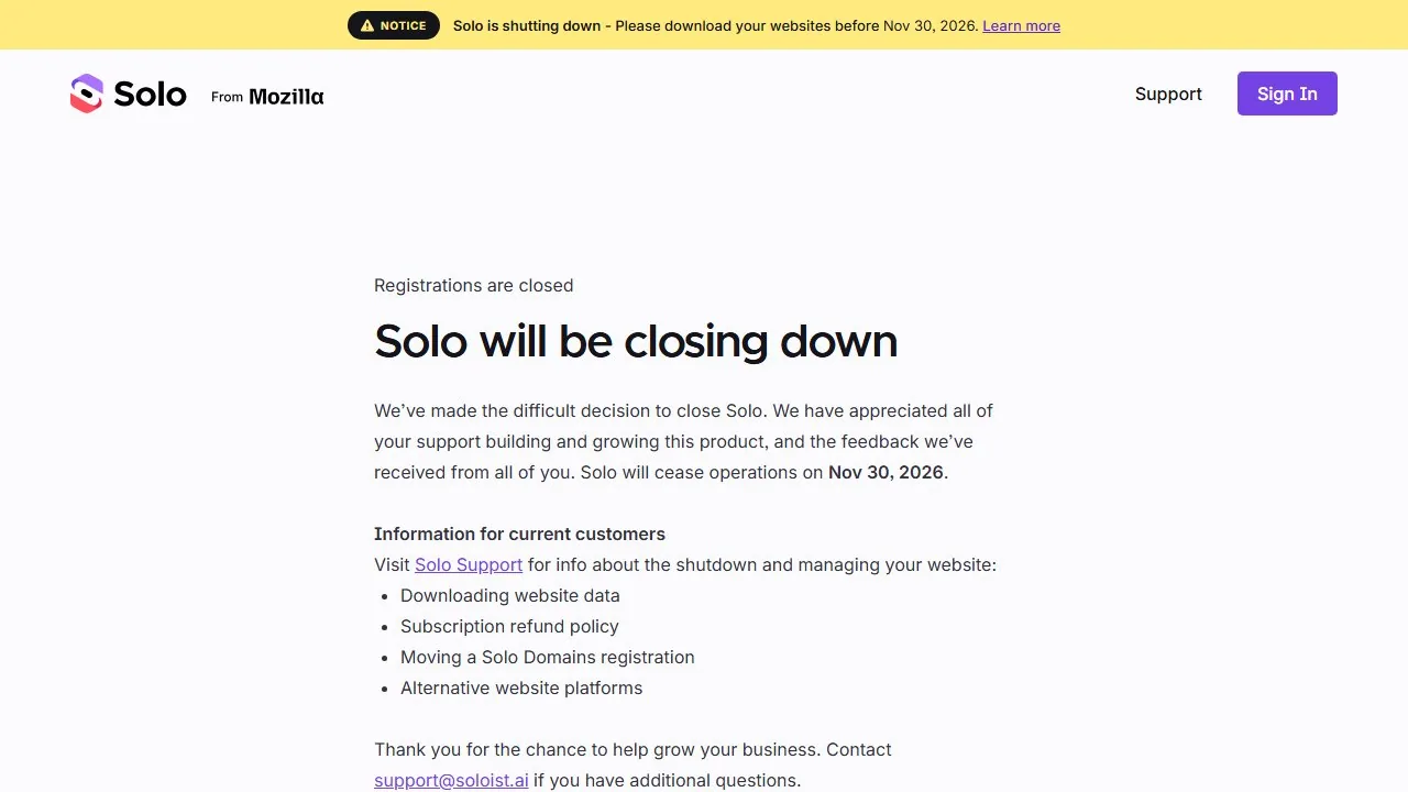 Mozilla Solo AI 商业建站平台